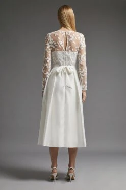 Coast Embroidered Bodice Satin Skirt Dress -Coast acc01331 ivory xl 2