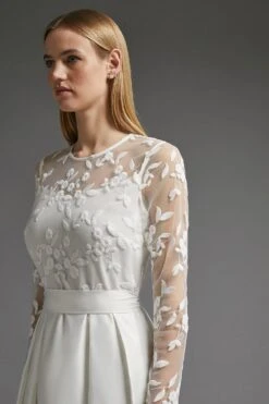 Coast Embroidered Bodice Satin Skirt Dress -Coast acc01331 ivory xl 4