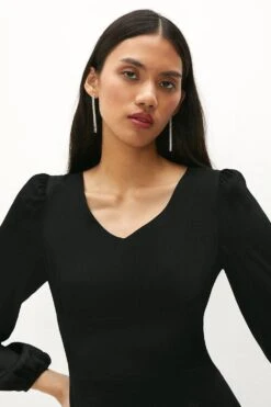 Coast Premium Puff Sleeve Satin Mini Dress -Coast acc01416 black xl 1