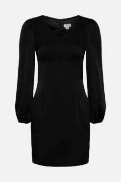 Coast Premium Puff Sleeve Satin Mini Dress -Coast acc01416 black xl 3