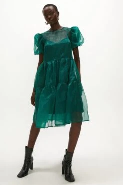 Coast Puff Sleeve Smock Midi Dress