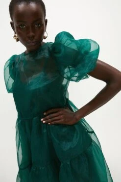 Coast Puff Sleeve Smock Midi Dress -Coast acc01508 forest xl 1