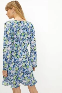 Coast Wrap Front V Neck Printed Mini Dress -Coast acc01553 blue xl 2