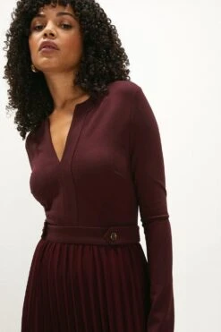 Coast Tab Detail Ponte Top Midi Dress -Coast acc02381 aubergine xl 1