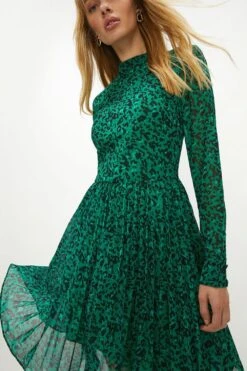 Coast Pleat Skirt Printed Midi Dress 7 Coast Pleat Skirt Printed Midi Dress -Coast acc02439 green xl 1