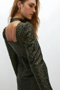 Coast High Neck Long Sleeve Mini Dress -Coast acc02465 leopard xl 2