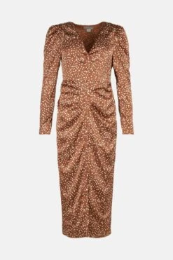 Coast Ruched Button Through Midi Dress 7 Coast Ruched Button Through Midi Dress -Coast acc02497 chocolate xl 3