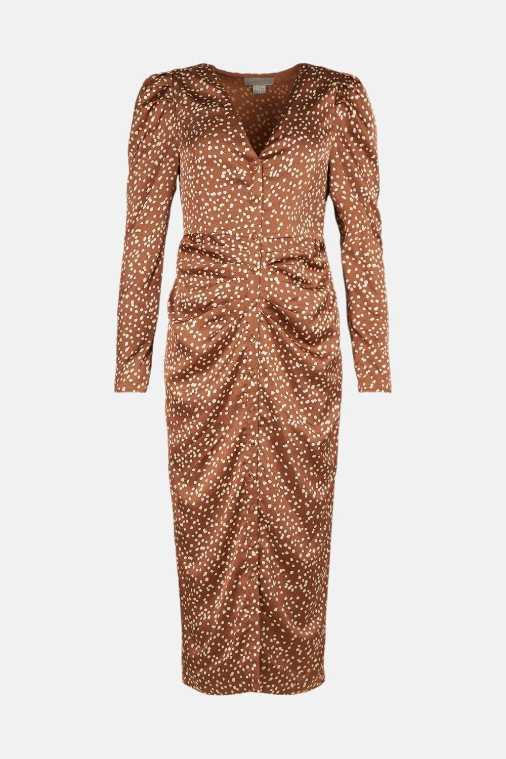 Coast Ruched Button Through Midi Dress 4 Coast Ruched Button Through Midi Dress - Image 4