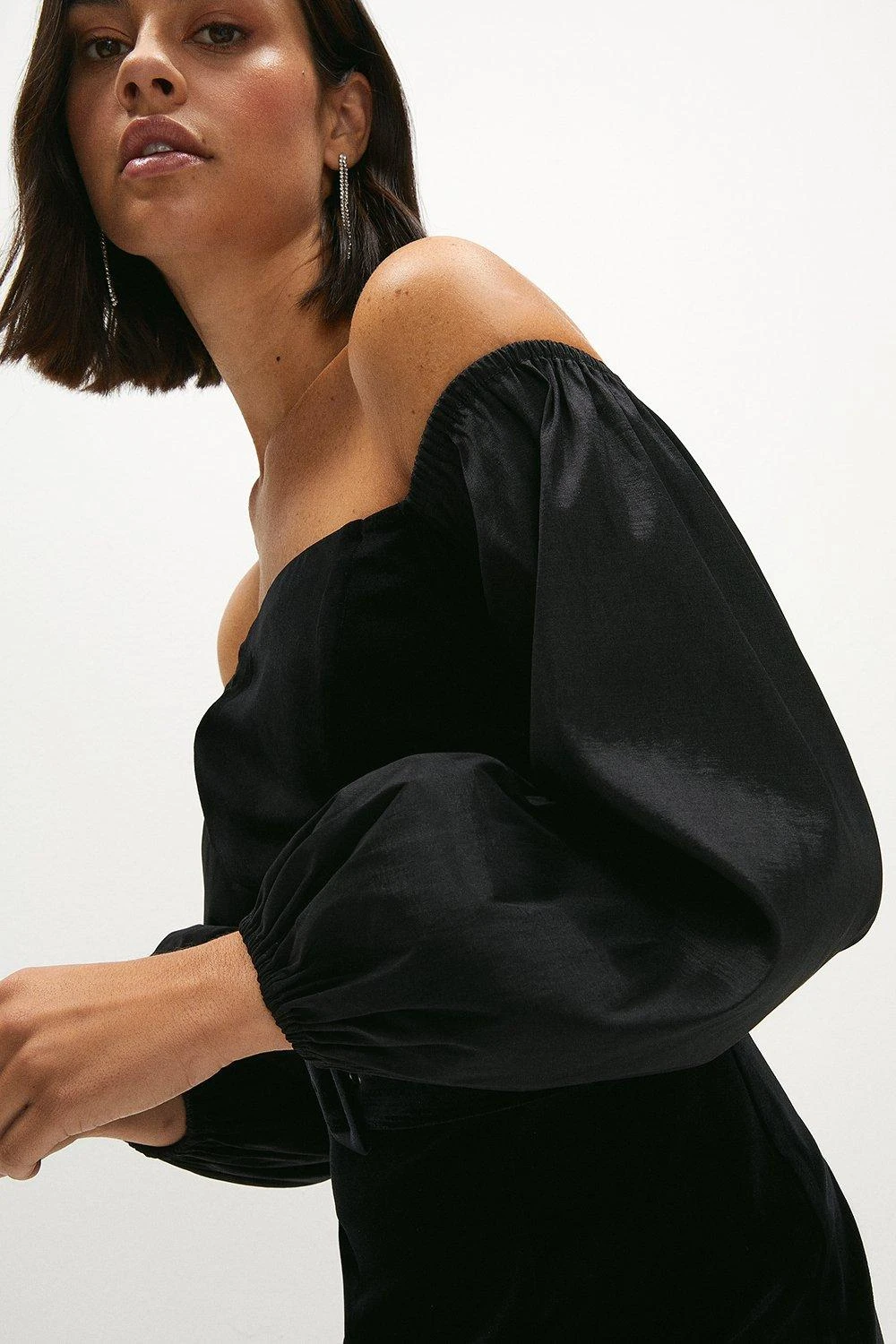 Coast Taffeta Puff Sleeve Velvet Dress 4 Coast Taffeta Puff Sleeve Velvet Dress - Image 4