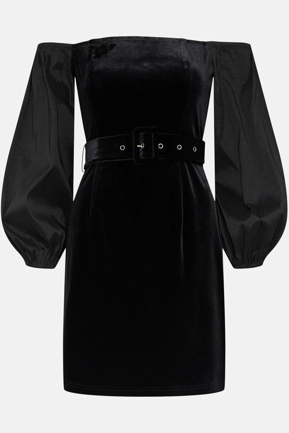 Coast Taffeta Puff Sleeve Velvet Dress 2 Coast Taffeta Puff Sleeve Velvet Dress - Image 2