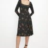 Coast Voop Neck Fit And Flare Printed Jersey Dress