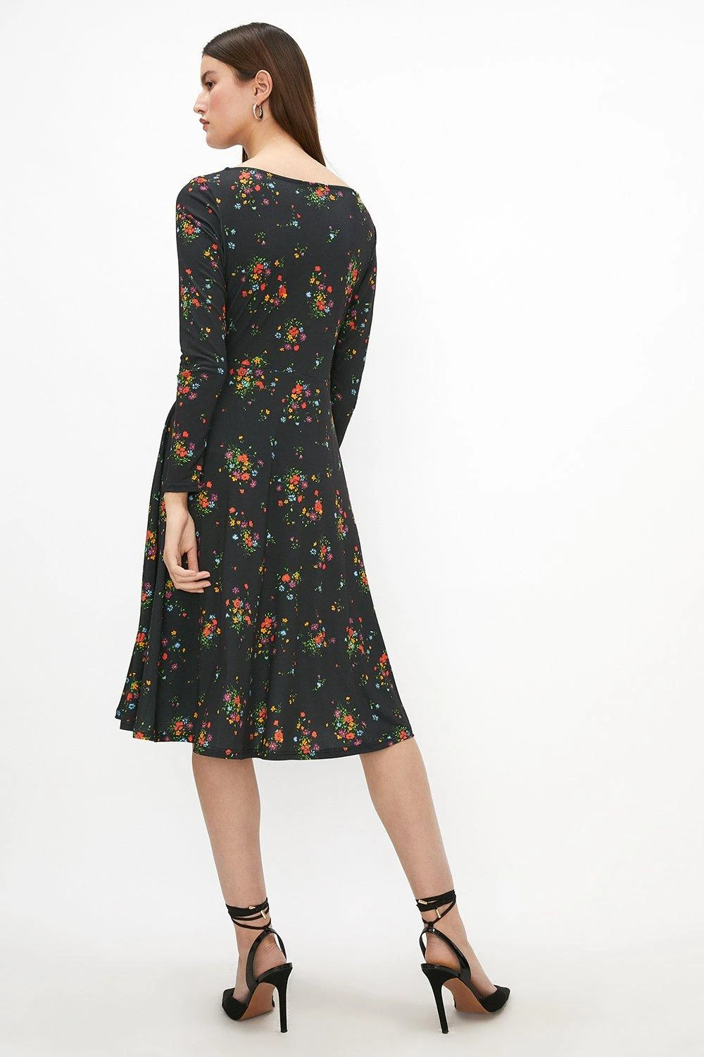 Coast Voop Neck Fit And Flare Printed Jersey Dress 3 Coast Voop Neck Fit And Flare Printed Jersey Dress - Image 3