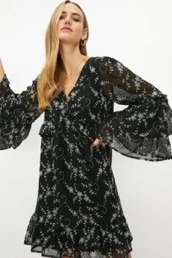 Coast Premium Georgette Broderie Flare Sleeve Dress 7 Coast Premium Georgette Broderie Flare Sleeve Dress -Coast acc03214 black xl 1