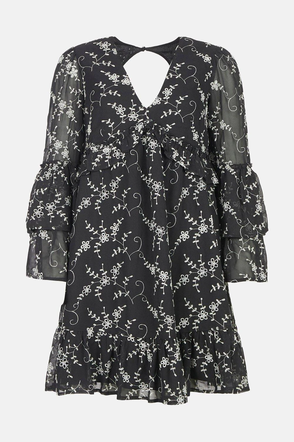 Coast Premium Georgette Broderie Flare Sleeve Dress 2 Coast Premium Georgette Broderie Flare Sleeve Dress - Image 2