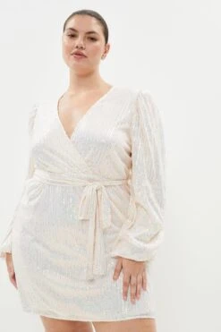 Coast Plus Size Sequin Low V Neck Dress