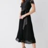 Coast Belted Lace Bodice Pleat Skirt Midi Dress