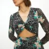 Coast Clipped Printed Twist Cutout Column Dress