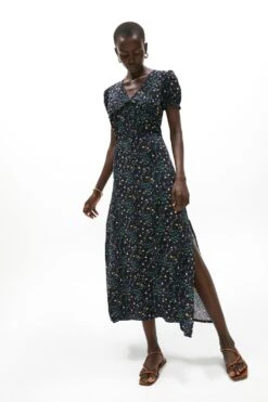 Coast Printed Dobby Button Tea Dress