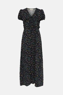 Coast Printed Dobby Button Tea Dress -Coast acc95313 black xl 3