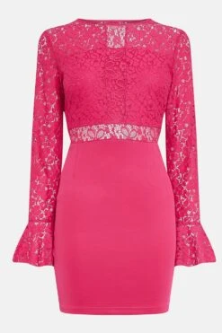 Coast Long Sleeve Lace Short Shift Dress 7 Coast Long Sleeve Lace Short Shift Dress -Coast acc98467 cerise xl 3