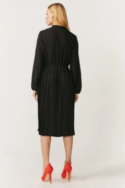 Coast Tie Neck Pleat Shirt Dress -Coast acc99478 black xl 2