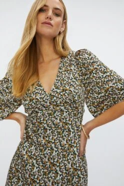 Coast V Neck Angel Sleeve Dress -Coast bcc00061 multi xl 1