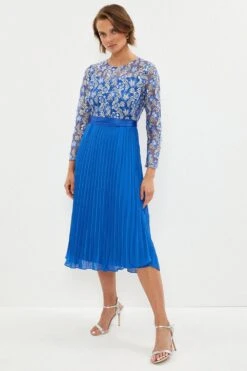 Coast Embroidered Long Sleeve Midi Dress