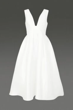 Coast Structured Deep V Full Midi Dress -Coast bcc00216 ivory xl 3