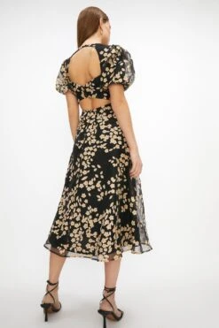 Coast Puff Sleeve Button Back Dress -Coast bcc00237 multi xl 2