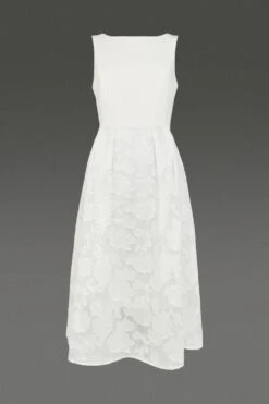 Coast High Low Clipped Jacquard Dress -Coast bcc00309 ivory xl 3