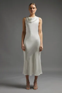 Coast Satin Cowl Neck Midi Dress