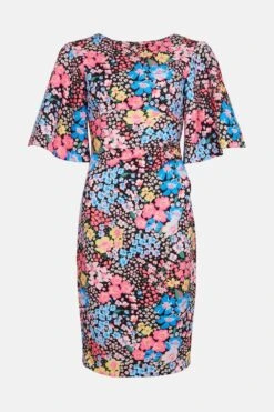 Coast Flare Sleeve Printed Midi Dress -Coast bcc00412 black xl 3