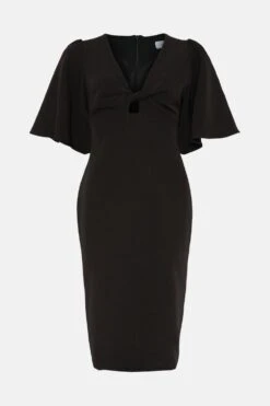 Coast Flare Sleeve Crepe Twist Front Midi Dress -Coast bcc00439 black xl 3