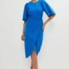 Coast Flare Sleeve Crepe Wrap Pencil Dress