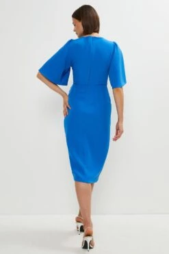 Coast Flare Sleeve Crepe Wrap Pencil Dress -Coast bcc00458 cobalt xl 2