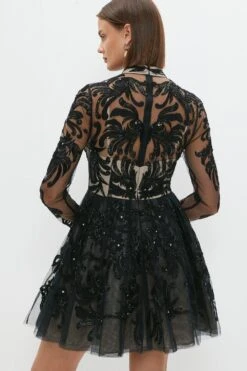 Coast Premium Long Sleeve Embellished Mini Dress -Coast bcc00496 black xl 2