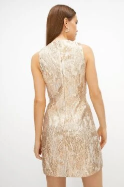 Coast Jacquard Mini Swing Dress -Coast bcc00763 gold xl 2