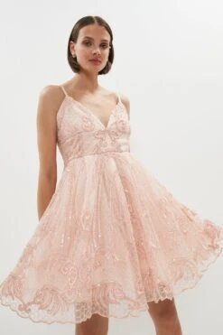 Coast Premium Beaded Fit And Flare Mini Dress