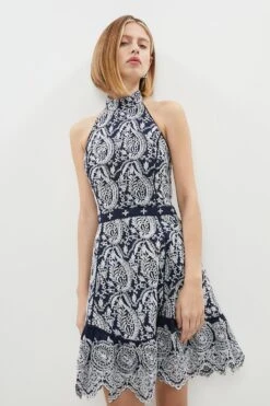 Coast Broderie Halter Mini Dress