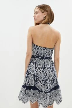 Coast Broderie Halter Mini Dress 6 Coast Broderie Halter Mini Dress -Coast bcc01021 navy xl 2