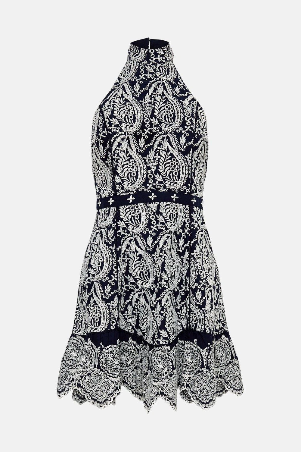 Coast Broderie Halter Mini Dress 4 Coast Broderie Halter Mini Dress - Image 4
