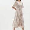 Coast Metallic Angel Sleeve Wrap Midi Dress