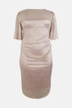 Coast Plus Size Metallic Angel Sleeve Ruche Waist Dress 9 Coast Plus Size Metallic Angel Sleeve Ruche Waist Dress -Coast bcc01106 blush xl 3
