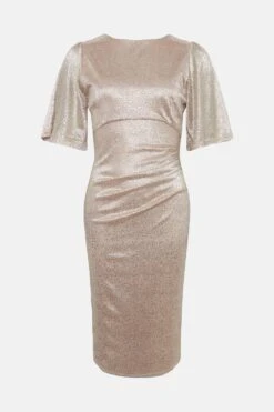 Coast Metallic Angel Sleeve Ruche Waist Dress 7 Coast Metallic Angel Sleeve Ruche Waist Dress -Coast bcc01107 blush xl 3