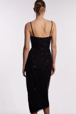 Coast Cowl Neck Corset Bodice Sequin Midi Dress -Coast bcc01233 black xl 2 scaled