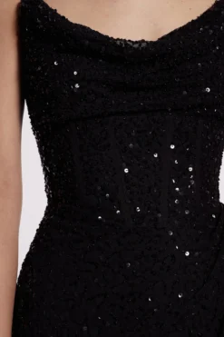 Coast Cowl Neck Corset Bodice Sequin Midi Dress -Coast bcc01233 black xl 4 scaled