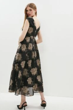 Coast Floral Jacquard Midi Dress -Coast bcc01270 mink xl 2