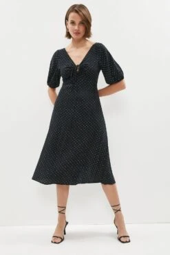 Coast Tie And Keyhole Detail Midi Tea Dress