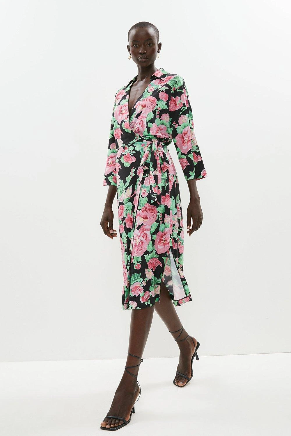 Coast Printed Tie Detail Bodycon Midi Dress 2 Coast Printed Tie Detail Bodycon Midi Dress - Image 2