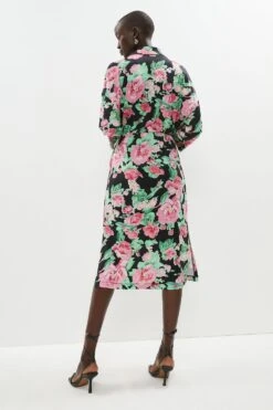 Coast Printed Tie Detail Bodycon Midi Dress 6 Coast Printed Tie Detail Bodycon Midi Dress -Coast bcc01309 black xl 2